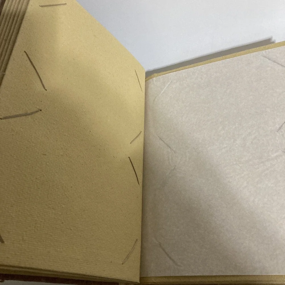 Vtg Handmade Banana Leaf Bamboo Cross Photo Album 8.75